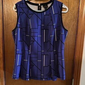 Worthington Blue Graphic Boxy Blouse